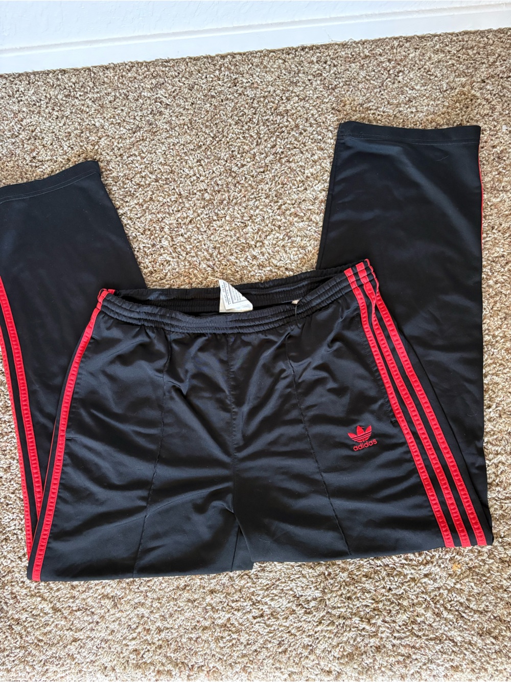 adidas Black Athletic Sweatpants with Red Stripes